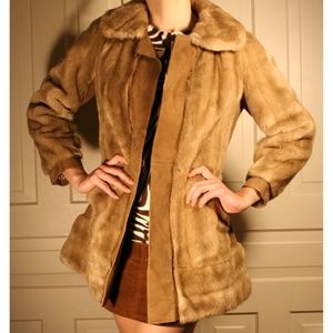 Vintage London Leathers faux mink fur coat suede